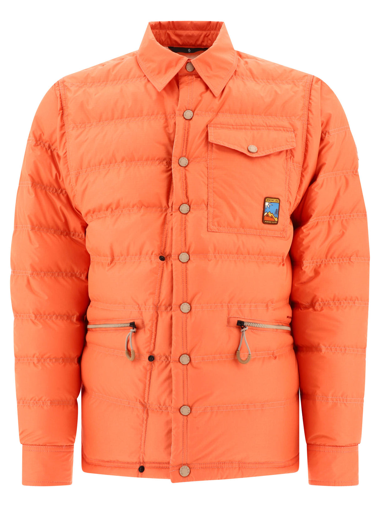 MONCLER GRENOBLE Men's Orange Down Jacket: Regular Fit with Logo Patch