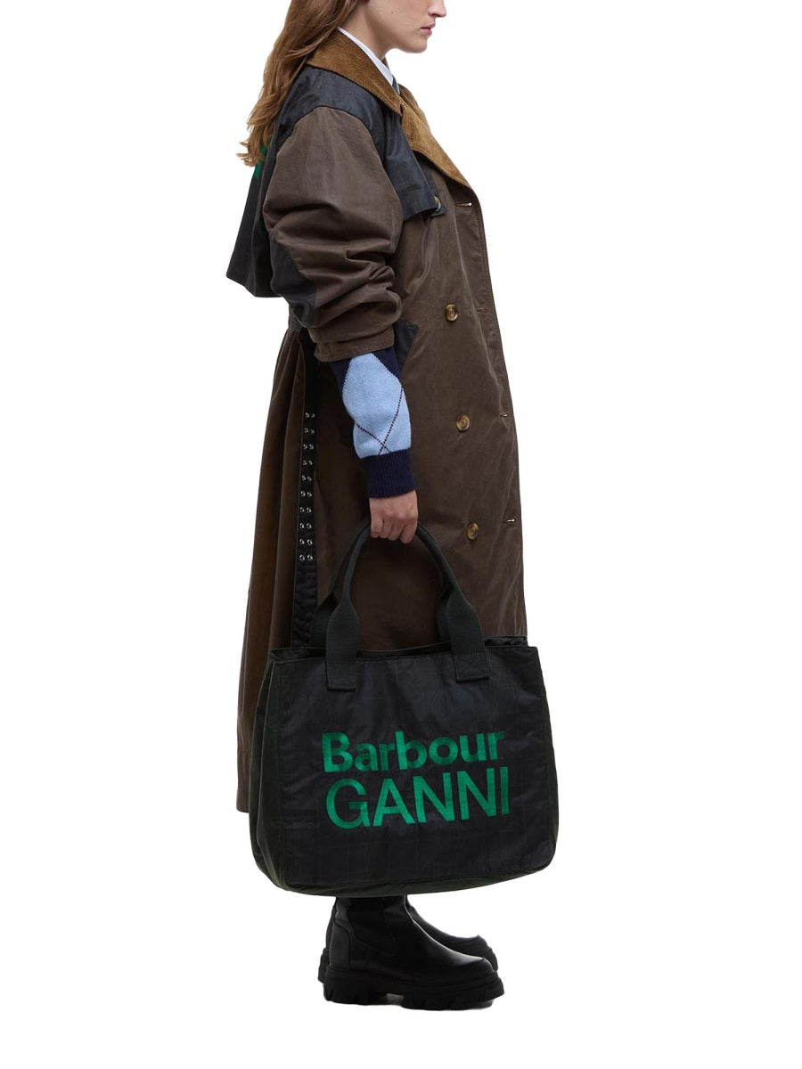 BARBOUR X GANNI Waxed Cotton Tote Handbag