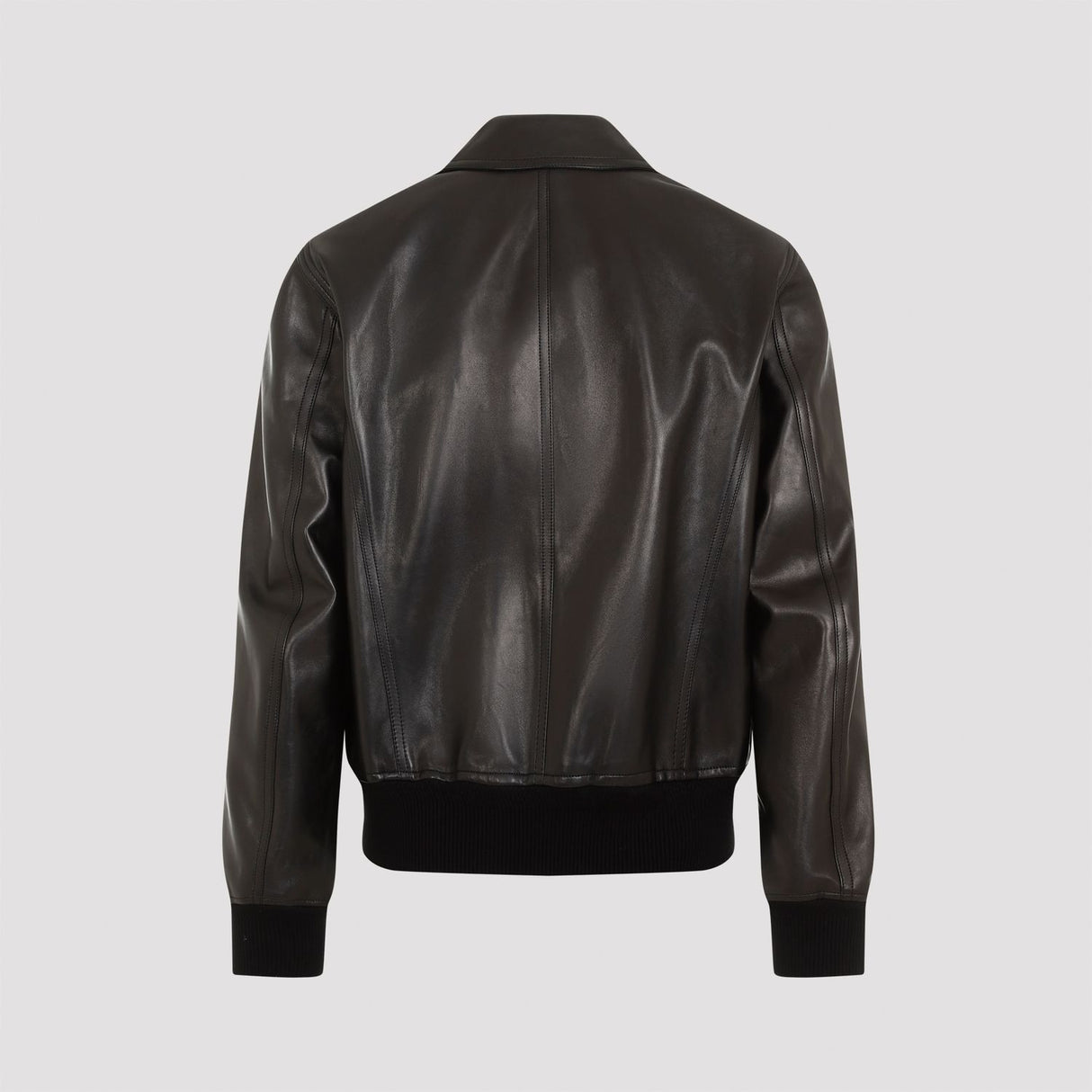 TOM FORD Luxury Black Leather Bomber Jacket