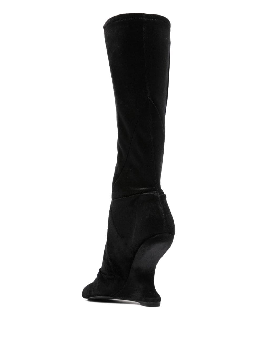 RICKOWENSLILIES Sleek Black Knee-High Heel Boots for Women