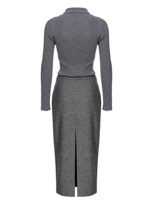 PINKO Ribbed Knit Dress with Zip Front and Pockets