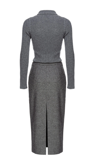 PINKO Ribbed Knit Dress with Zip Front and Pockets