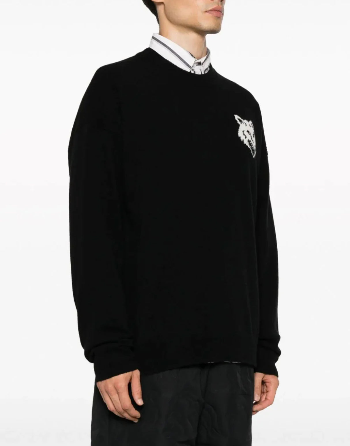 MAISON KITSUNÉ Fox Head Intarsia Logo Sweater - Long Sleeve