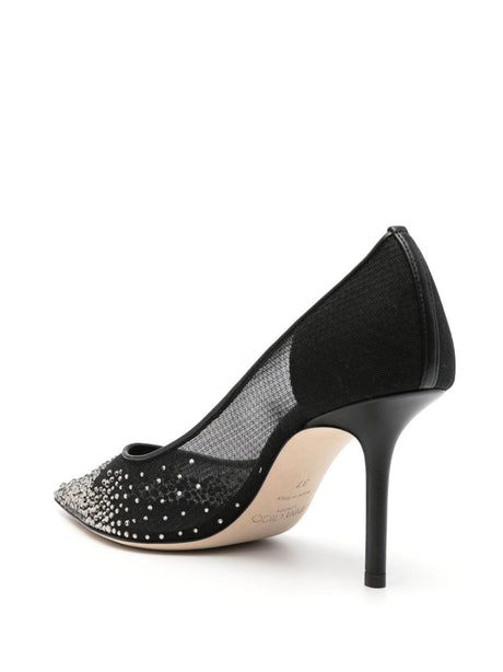 JIMMY CHOO Black Crystal Pointed Toe Pumps for Women