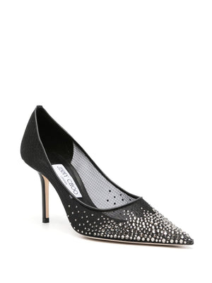 JIMMY CHOO Black Crystal Pointed Toe Pumps for Women