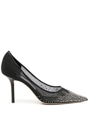 JIMMY CHOO Black Crystal Pointed Toe Pumps for Women