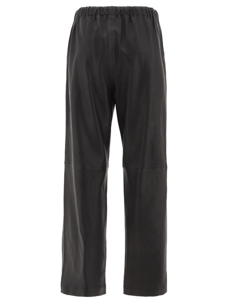 INÈS & MARÉCHAL High-Rise Drawstring Trousers for Women - Black Leather Pants for FW22