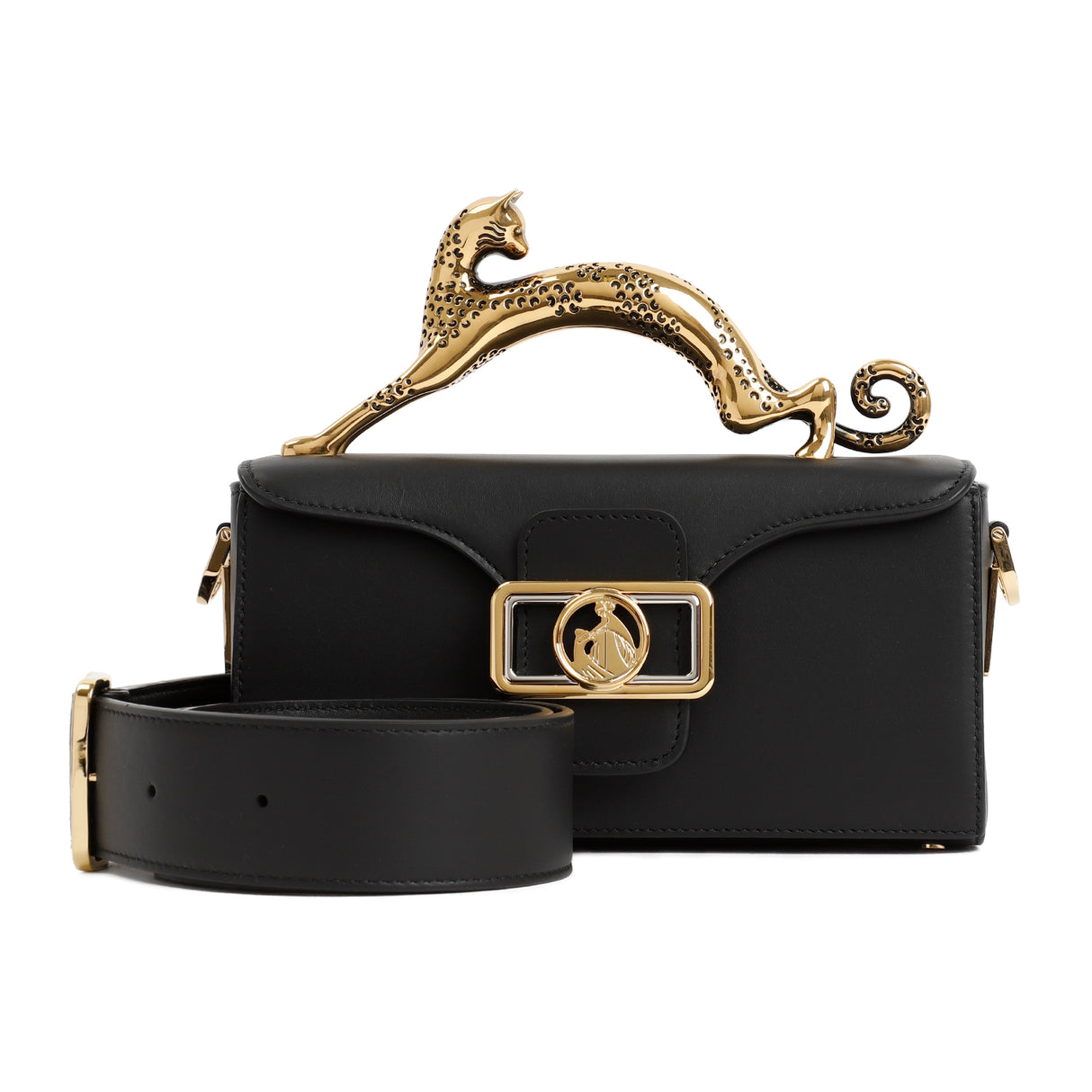 LANVIN Mini Sculptural Handle Leather Handbag