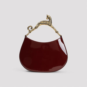 LANVIN Mini Leather Hobo Handbag with Cat Handle