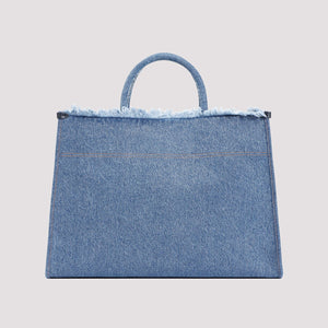 Túi xách tay bằng vải cotton xanh dành cho nữ - Bộ sưu tập SS24