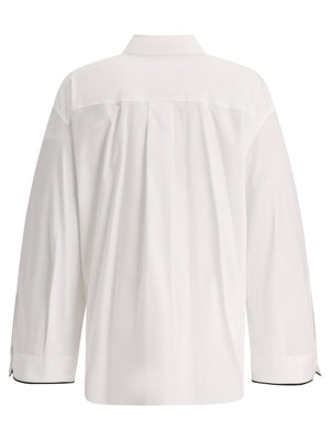 BRUNELLO CUCINELLI Poplin Shirt with Shiny Cuff Details for Women - White