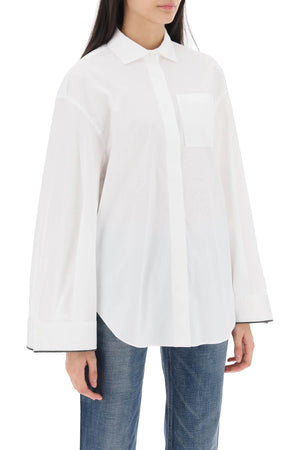 BRUNELLO CUCINELLI Elegant White Wide Sleeve Shirt with Shiny Cuff Details for Women