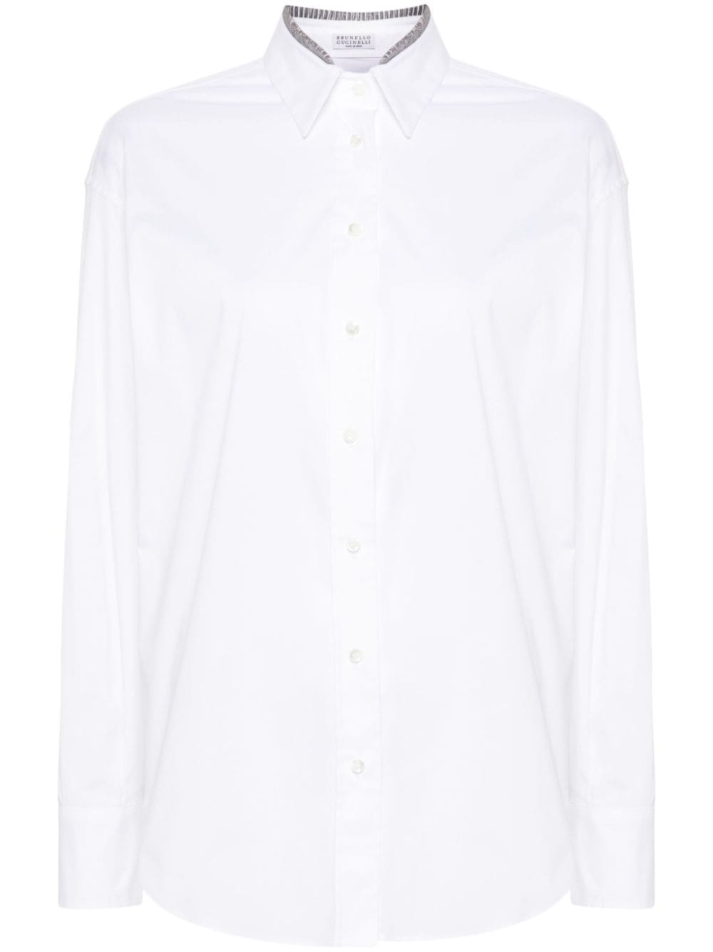 BRUNELLO CUCINELLI Elegant White Cotton Blouse with Bead Accents