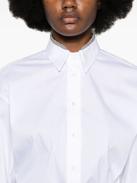 BRUNELLO CUCINELLI Cotton Poplin Shirt with Bead Detailing