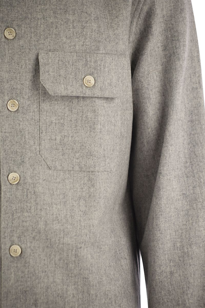 BRUNELLO CUCINELLI Elegant Light Grey Wool Shirt