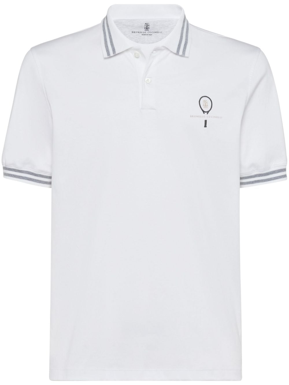 BRUNELLO CUCINELLI Men's Cotton Polo with Tennis Logo - Fall/Winter 2024