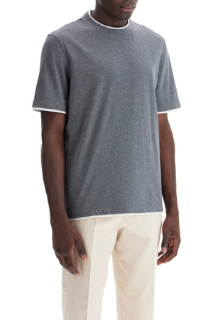 BRUNELLO CUCINELLI Layered-Effect Cotton T-Shirt for Men in Blue for SS24