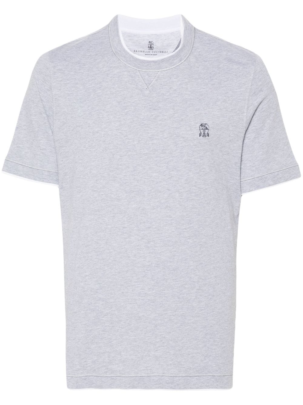 BRUNELLO CUCINELLI Men’s Grey Cotton Logo Tee