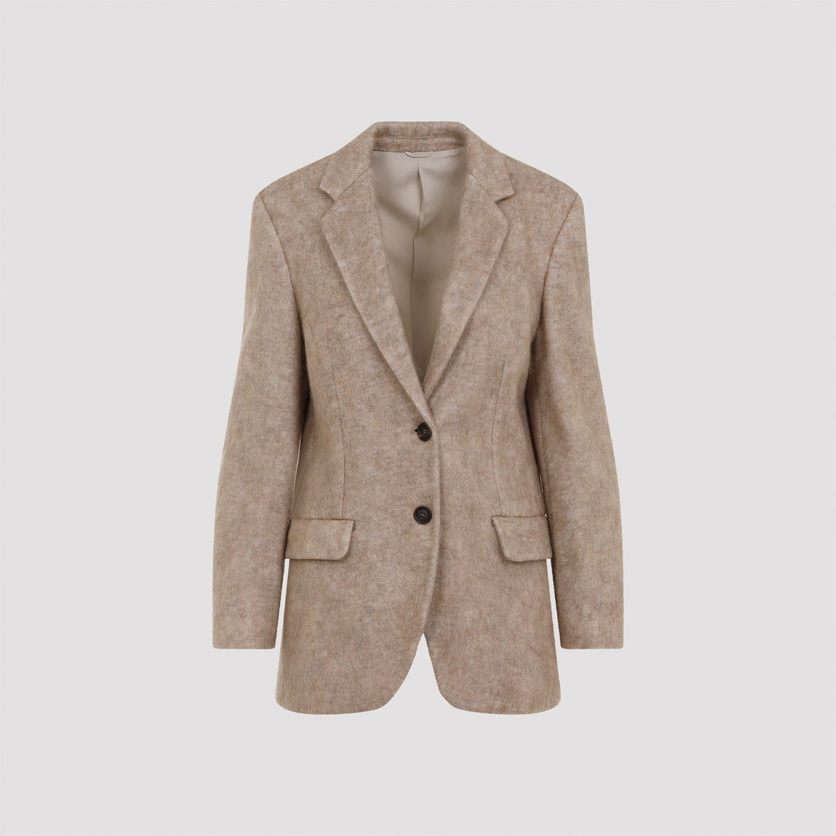 BRUNELLO CUCINELLI Women's Light Brown Jacket with Monili Detailing