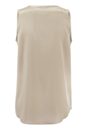 BRUNELLO CUCINELLI Lustrous Rounded Silk Satin Top for Women