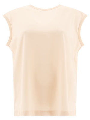 BRUNELLO CUCINELLI Stretch Silk Satin T-Shirt with Monili Detail - Regular Fit