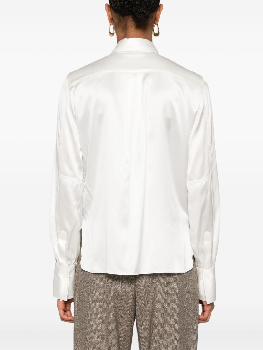 BRUNELLO CUCINELLI Silk Stain Shirt with Shiny Details - Women's Classic Style