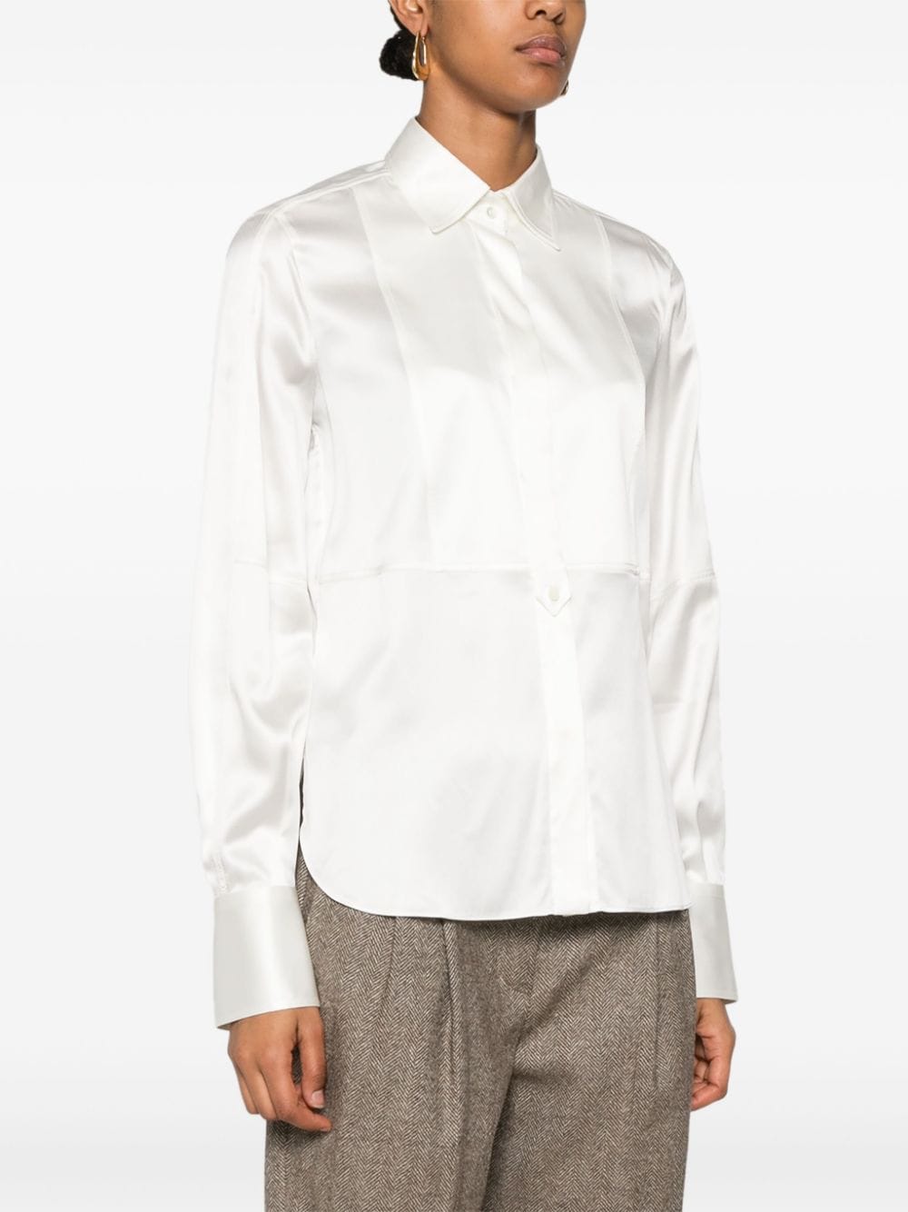 BRUNELLO CUCINELLI Silk Stain Shirt with Shiny Details - Women's Classic Style