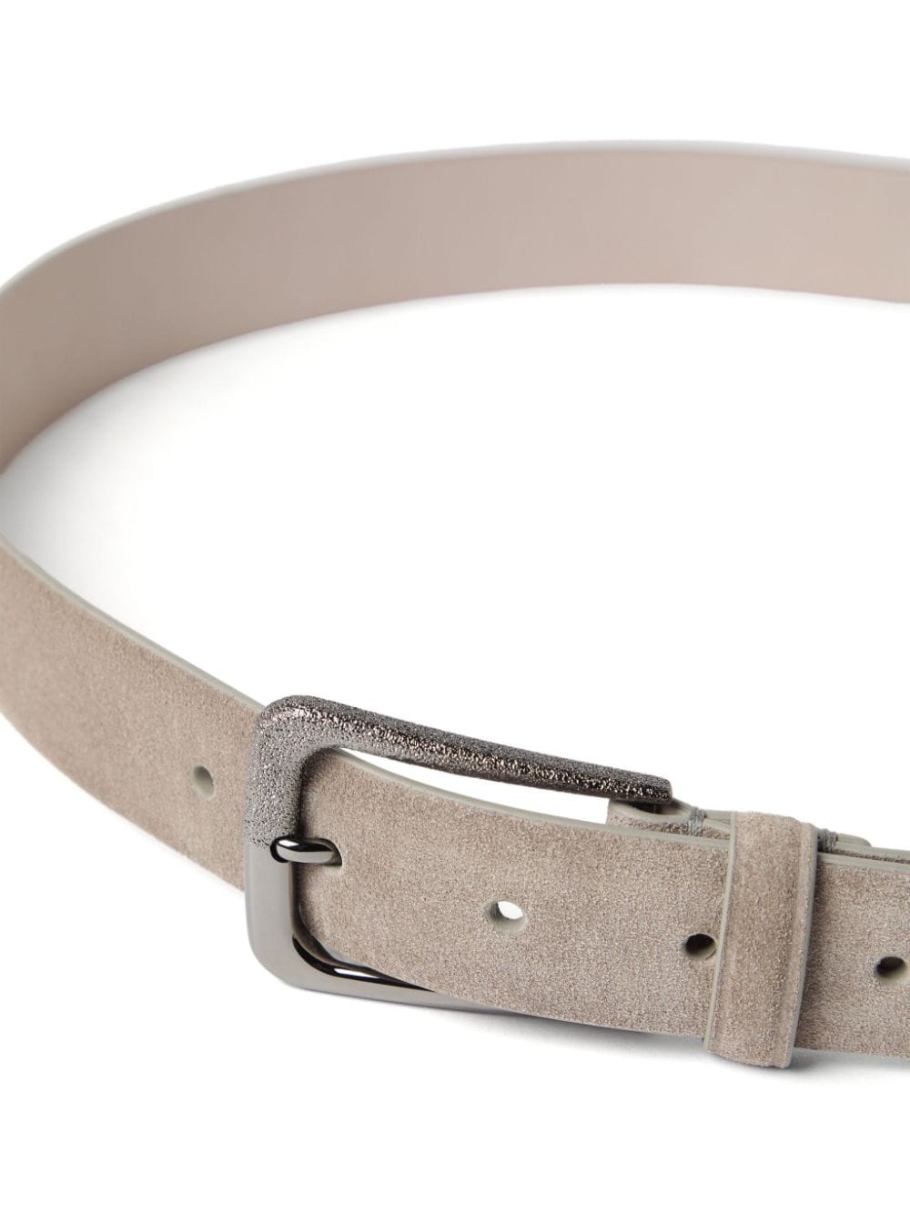 BRUNELLO CUCINELLI Suede Belt with Adjustable Fit - Light Grey