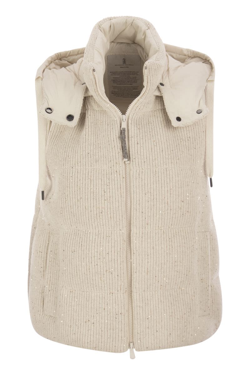 BRUNELLO CUCINELLI Dazzling Cotton Knit Sleeveless Down Jacket