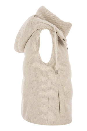 BRUNELLO CUCINELLI Dazzling Cotton Knit Sleeveless Down Jacket