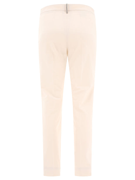 BRUNELLO CUCINELLI Women's White Straight Pants for the 2024 Summer Season