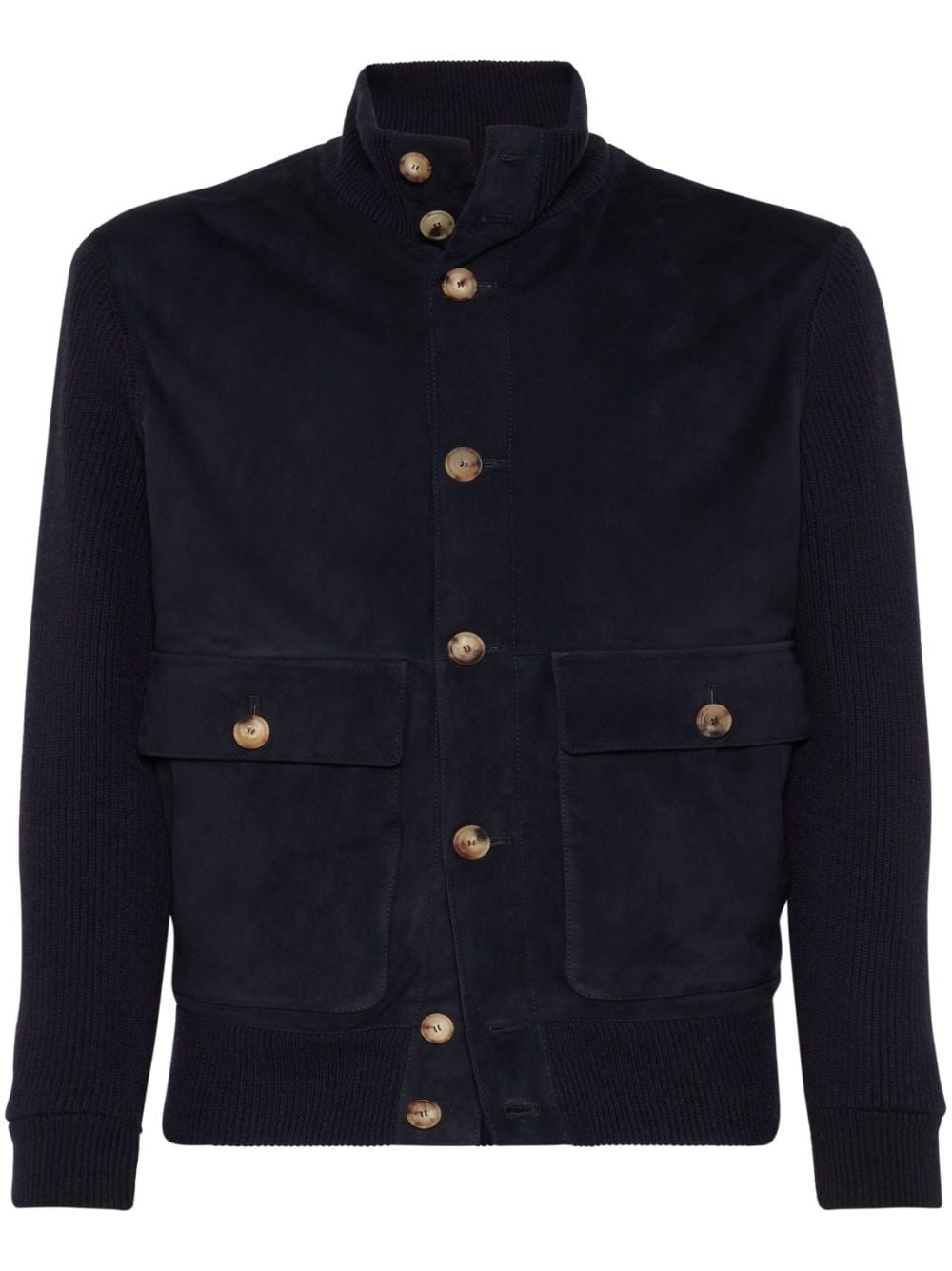 BRUNELLO CUCINELLI Midnight Elegance Leather Bomber Jacket