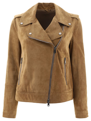 BRUNELLO CUCINELLI Trendy Brown Leather Jacket for Women - 24SS Collection