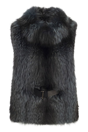 BRUNELLO CUCINELLI Glamorous Blue Fox Fur Waistcoat for Women | FW17 Collection