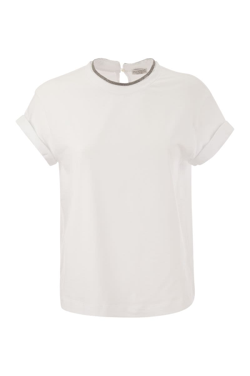 BRUNELLO CUCINELLI Classic White Teardrop T-Shirt for Women - Spring/Summer 2024