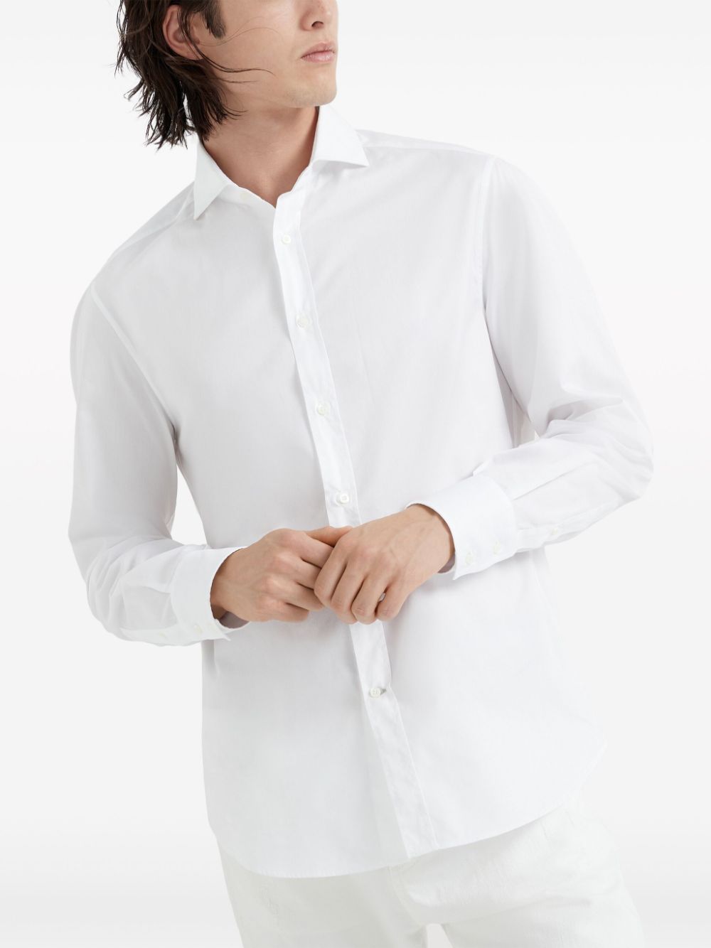 BRUNELLO CUCINELLI Classic White Cotton Button-Up Shirt for Men - SS25