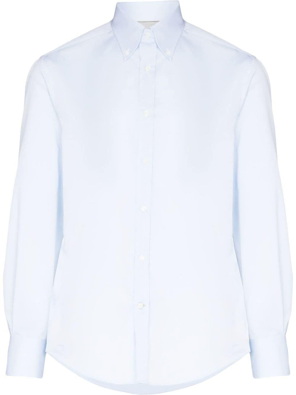 BRUNELLO CUCINELLI Sky Blue Slim-Fit Cotton Shirt