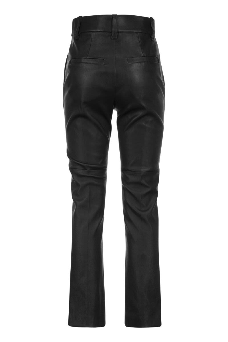 BRUNELLO CUCINELLI High-Waisted Stretch Nappa Leather Cigarette Trousers