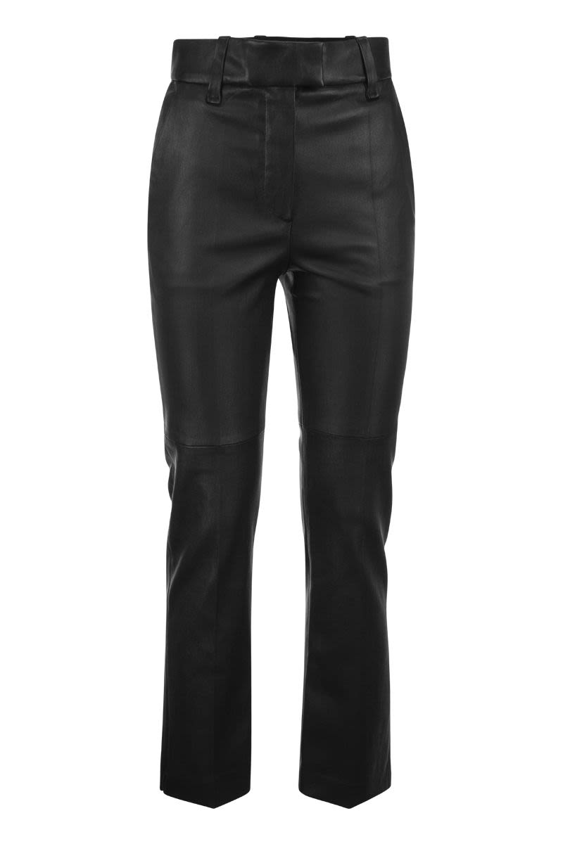 BRUNELLO CUCINELLI High-Waisted Stretch Nappa Leather Cigarette Trousers