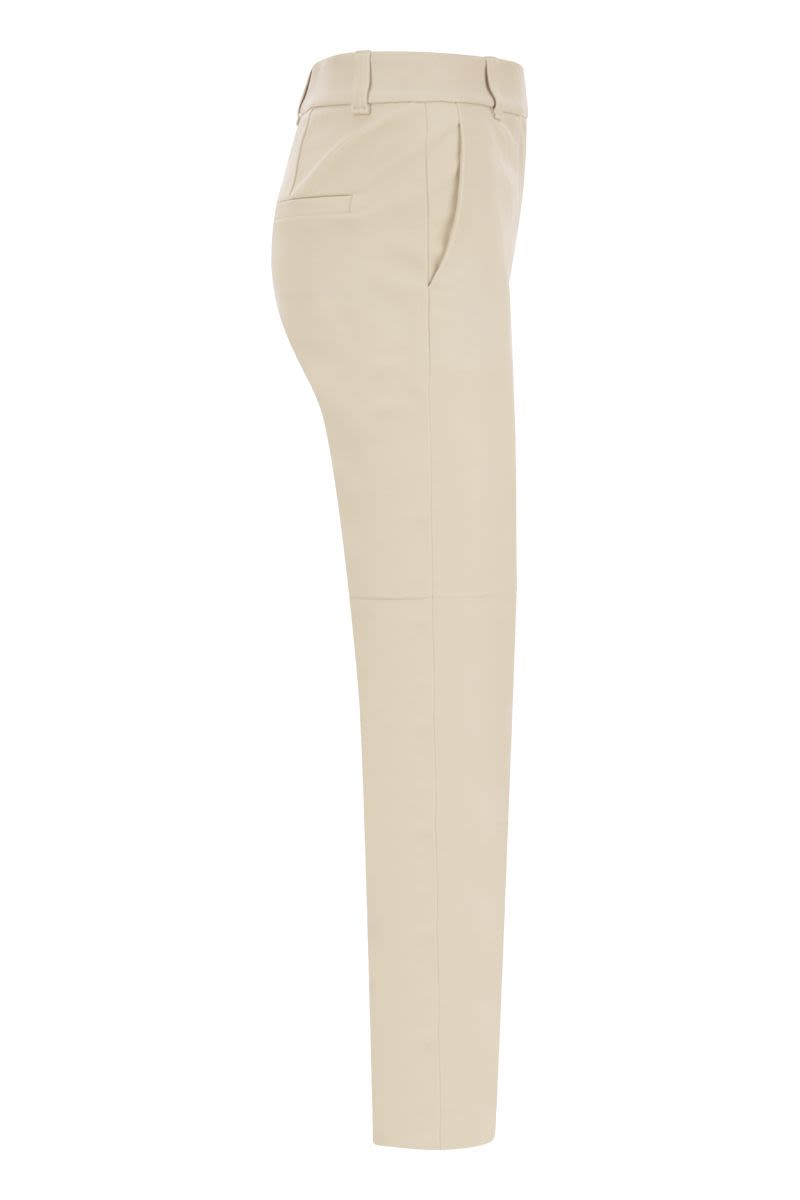 BRUNELLO CUCINELLI High-Waisted Stretch Nappa Leather Cigarette Trousers