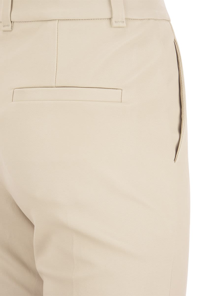 BRUNELLO CUCINELLI High-Waisted Stretch Nappa Leather Cigarette Trousers