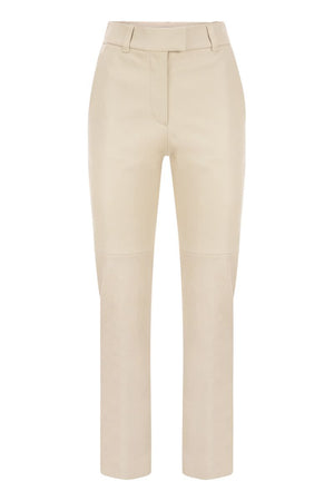 BRUNELLO CUCINELLI High-Waisted Stretch Nappa Leather Cigarette Trousers