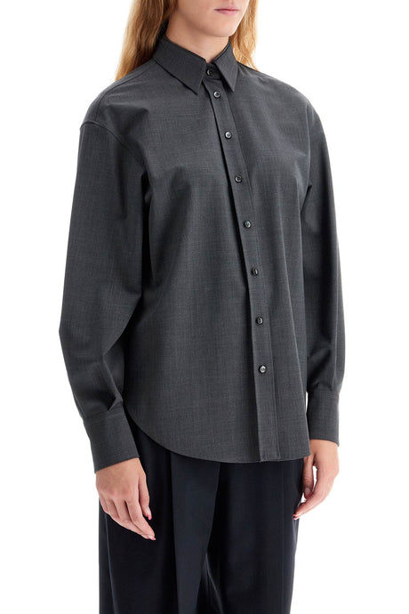 BRUNELLO CUCINELLI Classic Virgin Wool Blend Shirt with Monili Chain Detail