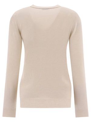 BRUNELLO CUCINELLI Elegant Cashmere Sweater with Monili Decoration for Women - White