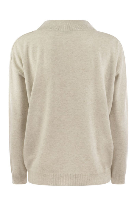 BRUNELLO CUCINELLI Cashmere V-Neck Sweater with Signature Detail