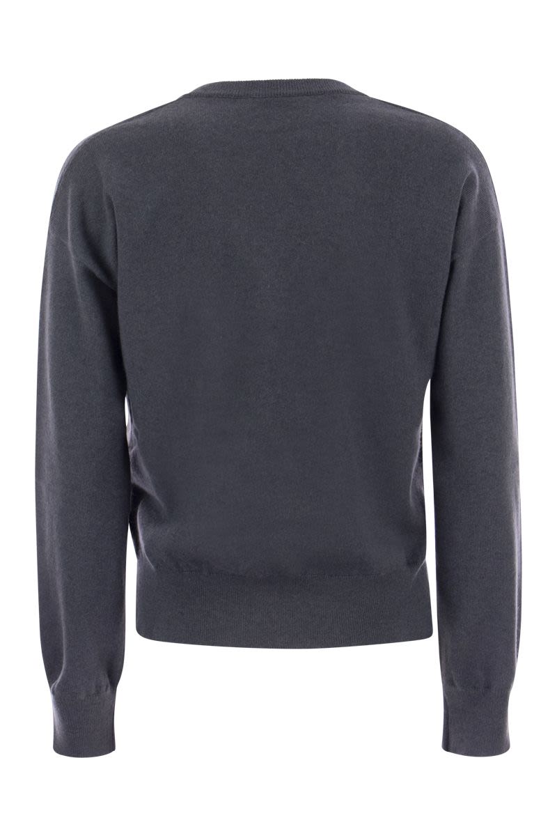 BRUNELLO CUCINELLI Blue Cashmere Sweater with Pocket: Luxury Knitwear for Women