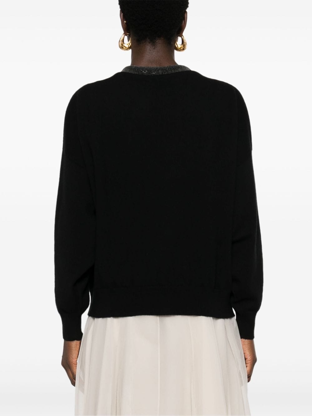 BRUNELLO CUCINELLI Cashmere V-Neck Sweater with Signature Detail