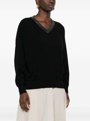 BRUNELLO CUCINELLI Essential Cashmere Sweater with Luxurious Ribbed Neckline