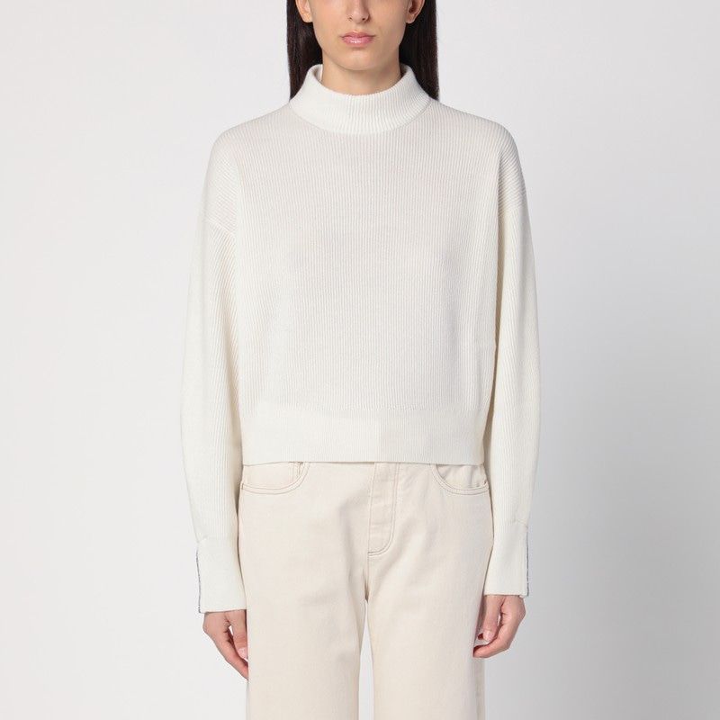 BRUNELLO CUCINELLI Elevated White Cashmere Turtleneck Sweater