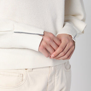 BRUNELLO CUCINELLI Elevated White Cashmere Turtleneck Sweater